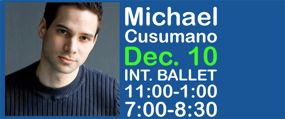 Ballet Arts graphic featuring special events or guest teachers in the coming days.